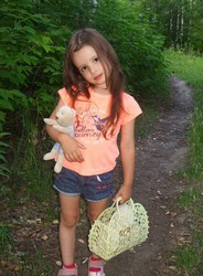 small girl in shorts